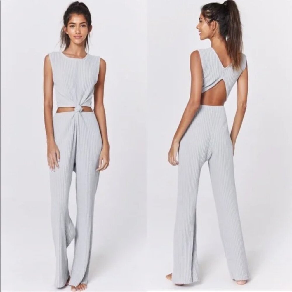 Spiritual Gangster Isa Rib Knit Jumpsuit in Gray Size M NWT